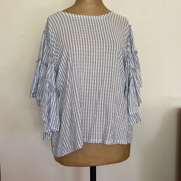 Pilcro sz S Sybil striped seersucker flounce open back tie excellent condition - Picture 3 of 11